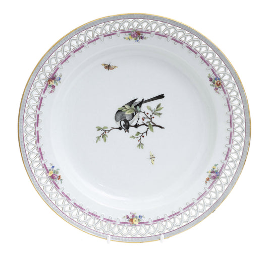 Antique KPM Berlin Porcelain Plate Hand Painted with Ornithological Pied Bird (2934)