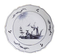 Antique French La Rochelle Faience Pottery Plate Chinese Figures in Blue/Manganese (2936)
