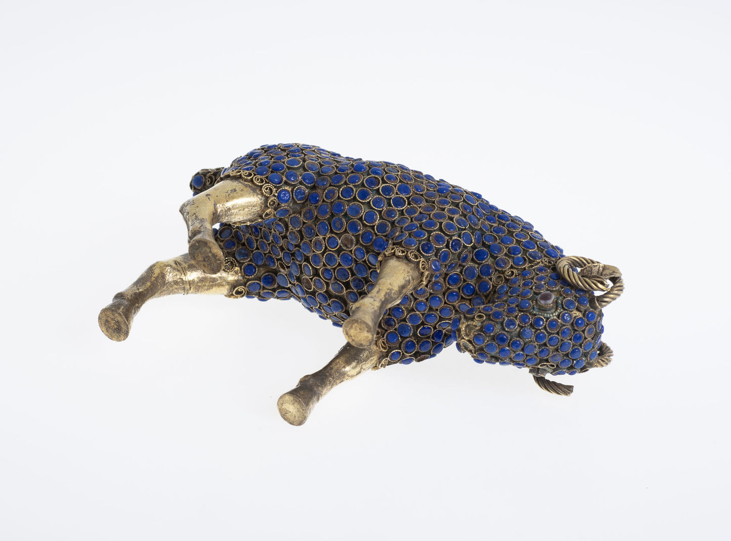 Vintage Hand Made Nepalese Figure/Model of a Ram with Lapis Lazuli Cabochons (2944)