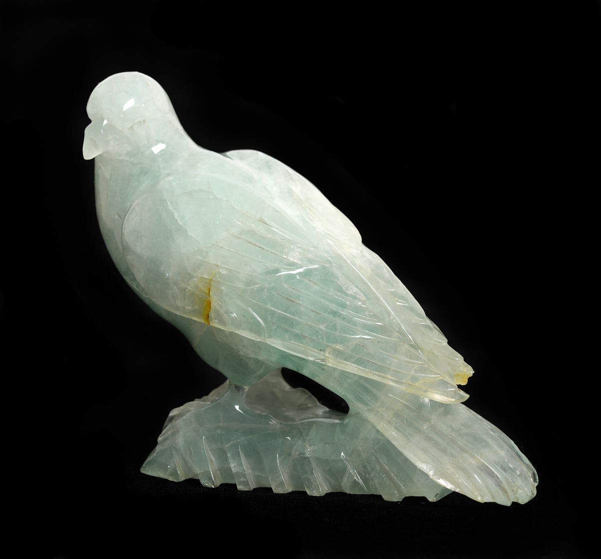 Pair Antique Chinese Hand Carved Figures of Birds (Pigeons/Doves) in Green Fluorite (2949)