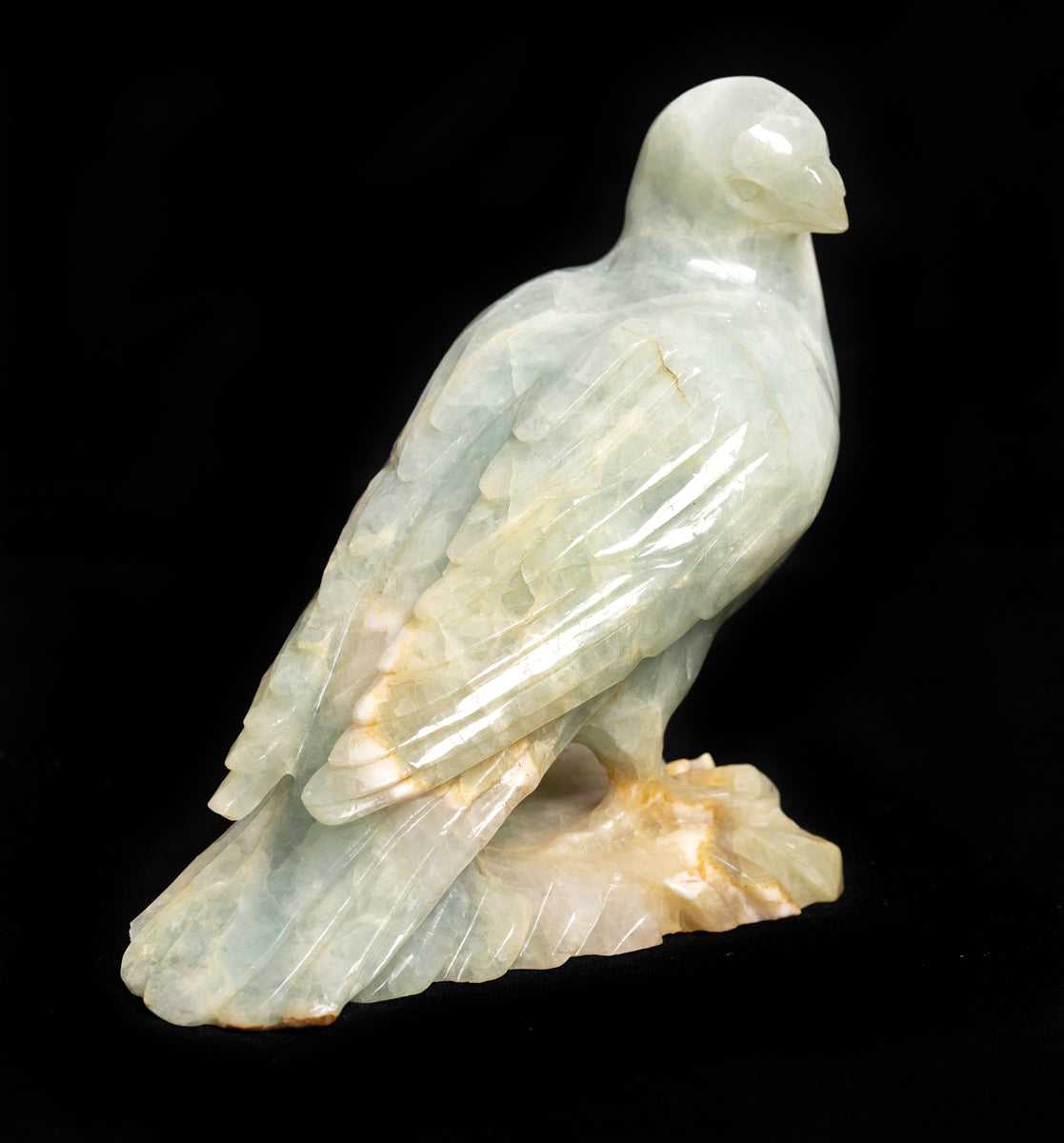 Pair Antique Chinese Hand Carved Figures of Birds (Pigeons/Doves) in Green Fluorite (2949)