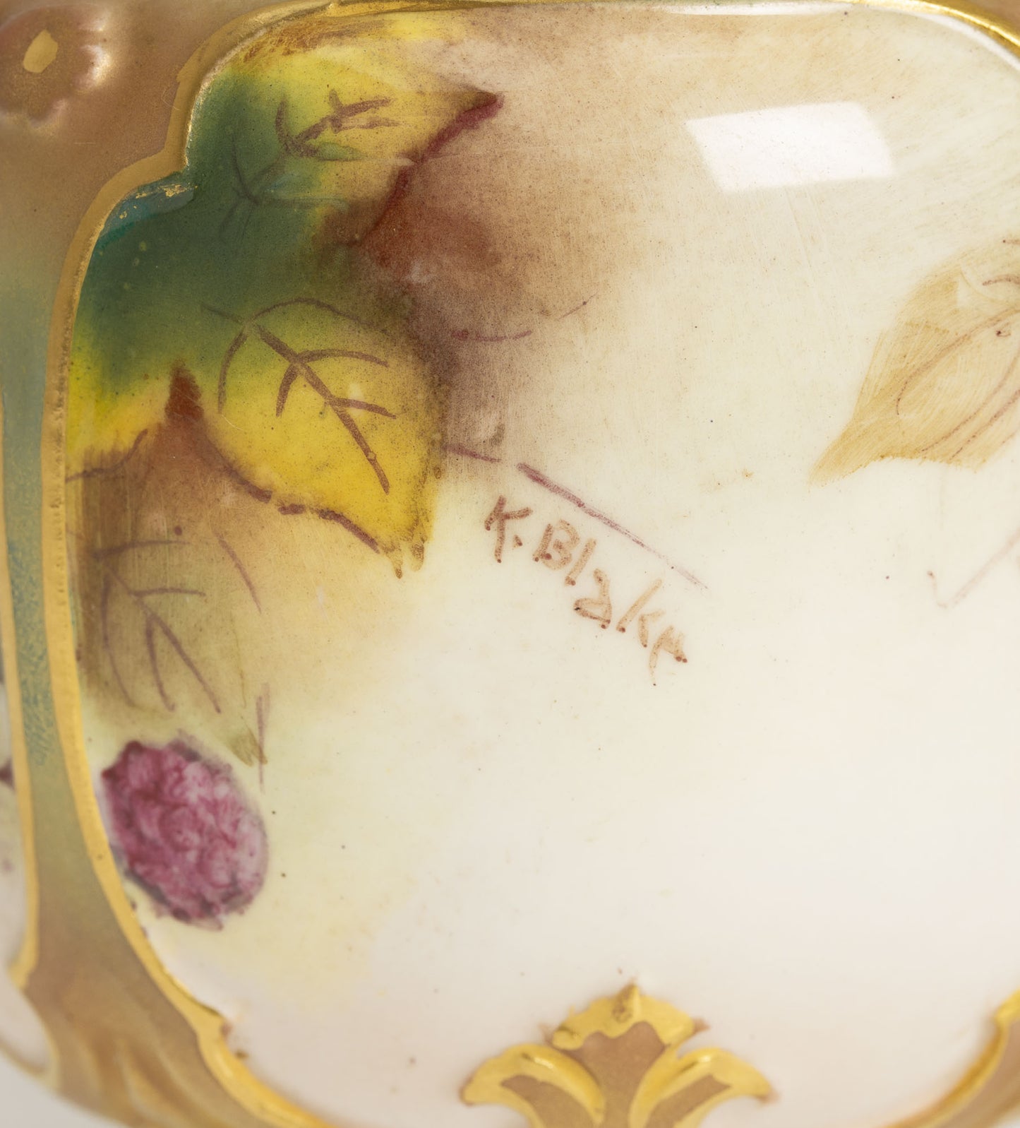 Royal Worcester Vase Hand Painted with Blackberries and Leaves by Kitty Blake (2956)