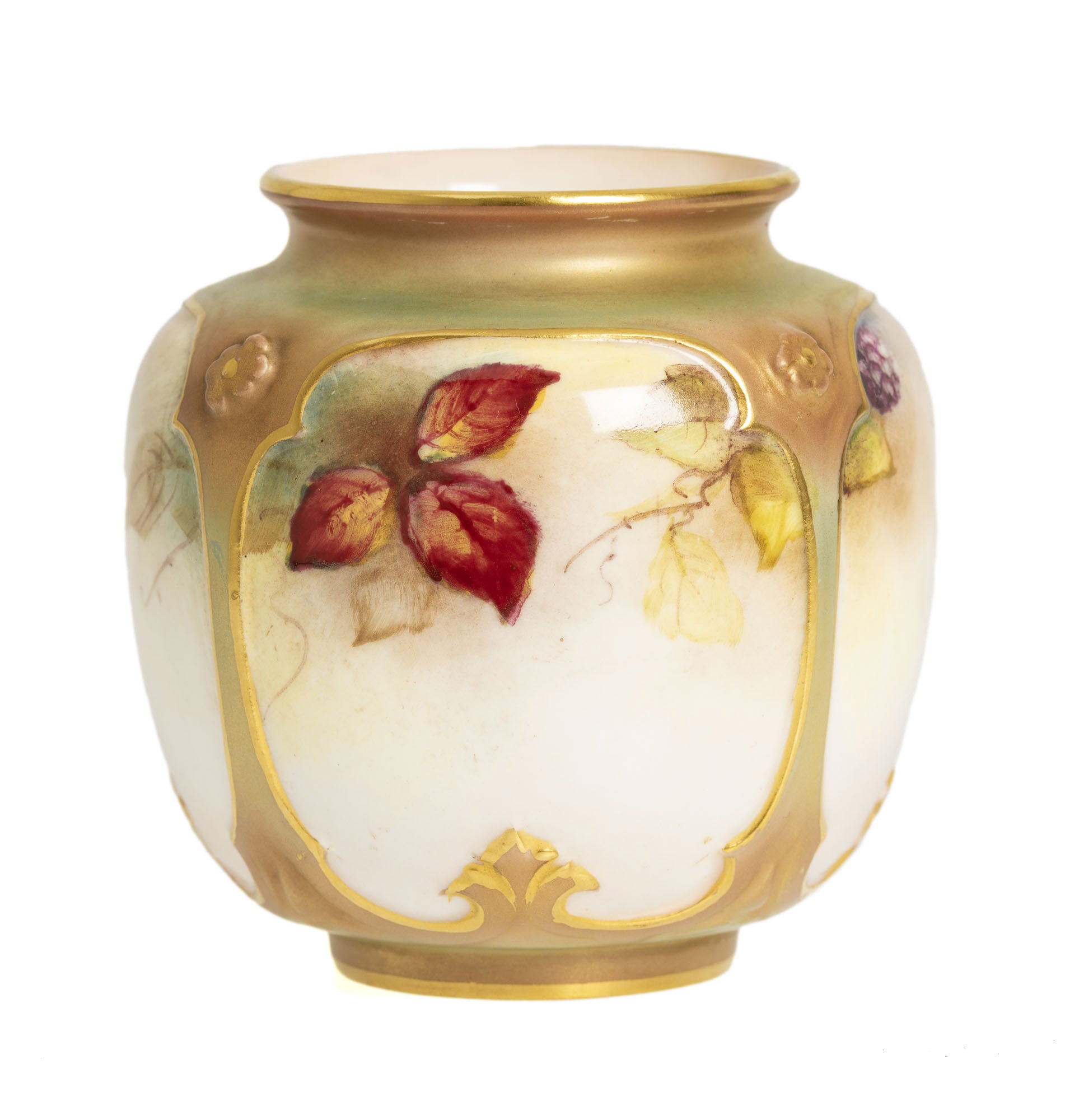 Royal Worcester Vase Hand Painted with Blackberries and Leaves by Kitty Blake (2956)