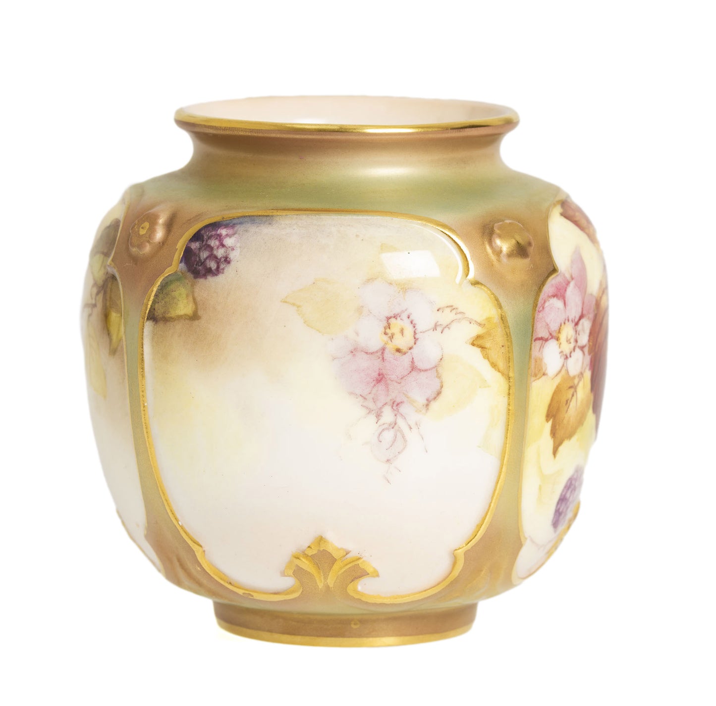 Royal Worcester Vase Hand Painted with Blackberries and Leaves by Kitty Blake (2956)