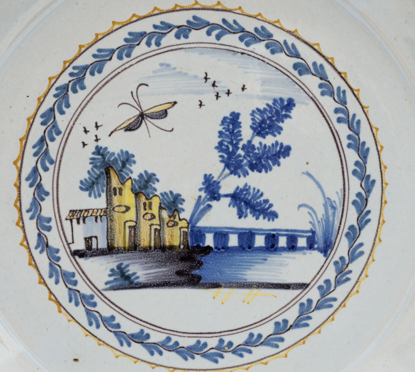 Antique 18th Century French Faience Pottery Glazed Polychrome Plate c1780 (2965)