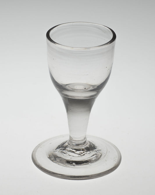 Antique Georgian Short Form Plain Stem Drinking Glass, English Lead Type c1750 (2992)