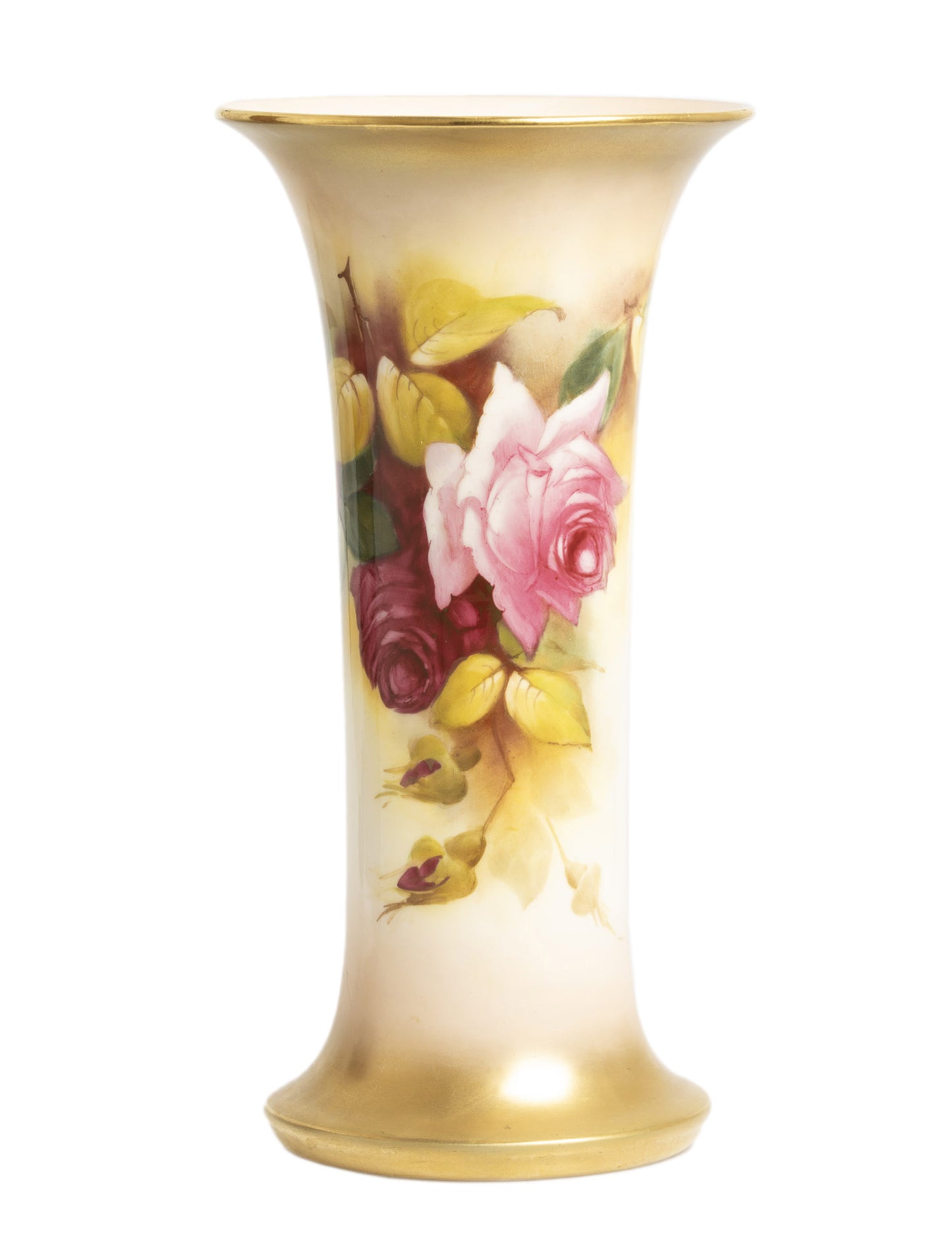 Royal Worcester China Trumpet Vase Hand Painted Roses by Ethel Spilsbury Dated 1930 (3048)