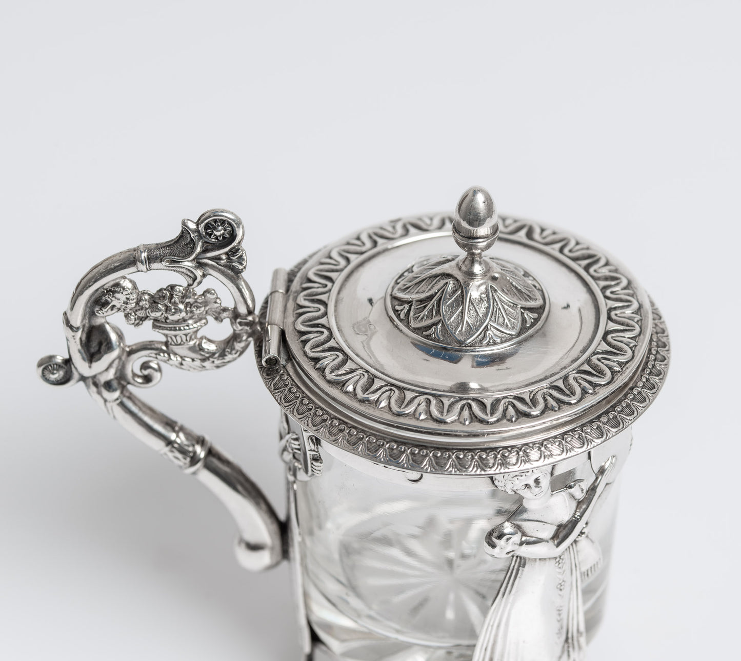 Fine Antique Art Nouveau Silver & Glass Lidded Sweetmeat Dessert Cup (3049)