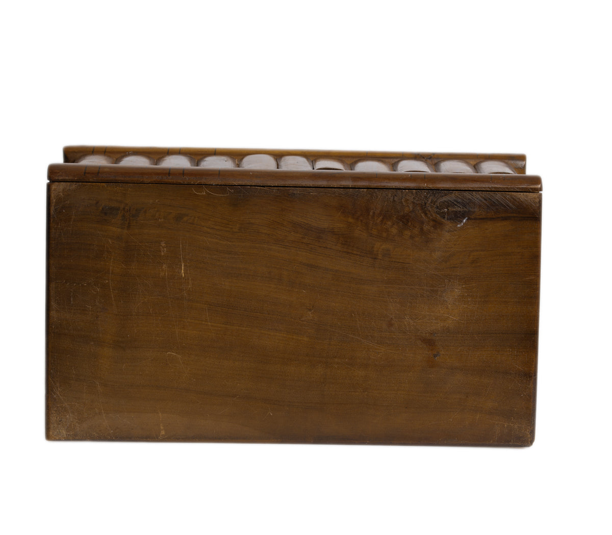 Italian Sorento Ware Jewellery Box In Olive Wood Antique c.1900 Hand Painted Lid (3069)