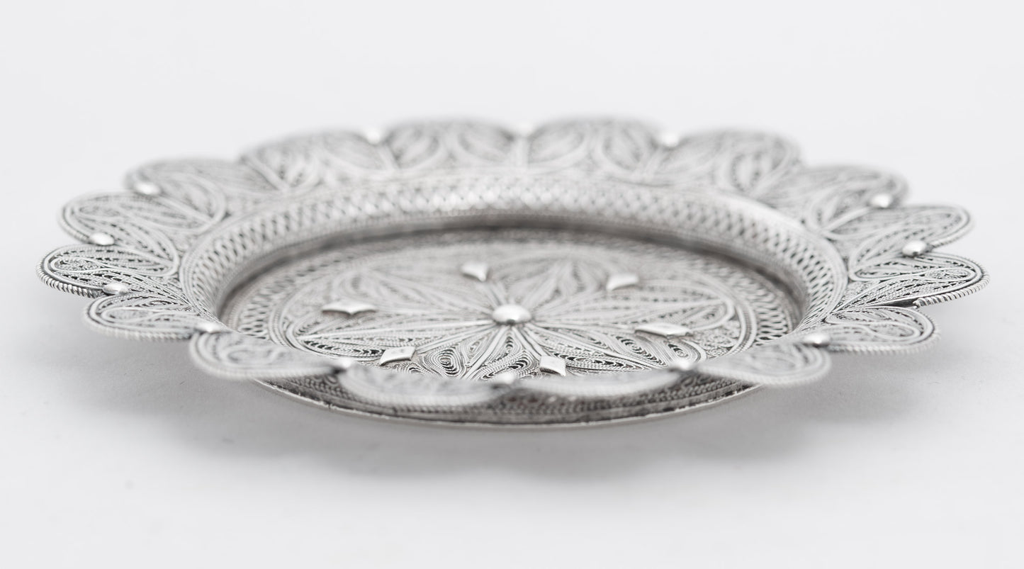 Pair Antique Fine Quality Silver Filigree Coasters/Dishes Turkish/Middle Eastern c1920 (3096)