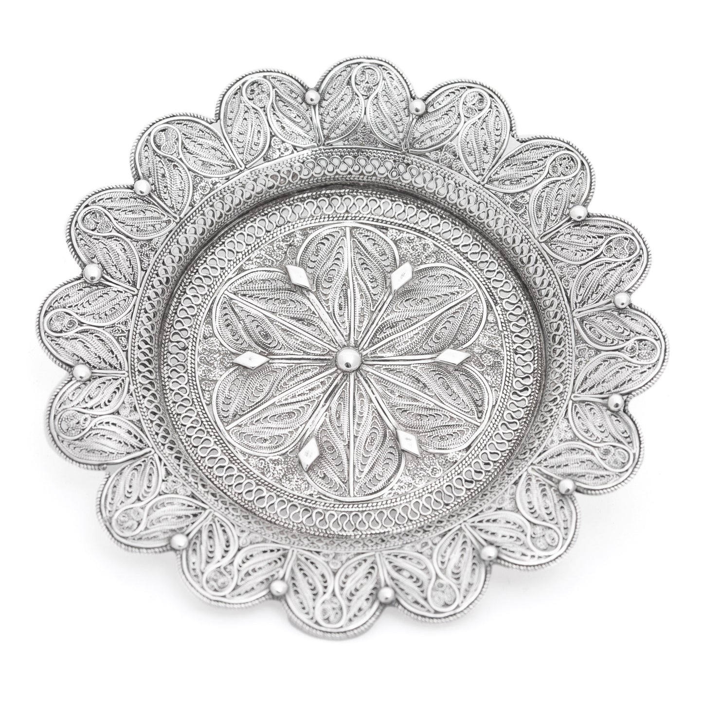 Pair Antique Fine Quality Silver Filigree Coasters/Dishes Turkish/Middle Eastern c1920 (3096)