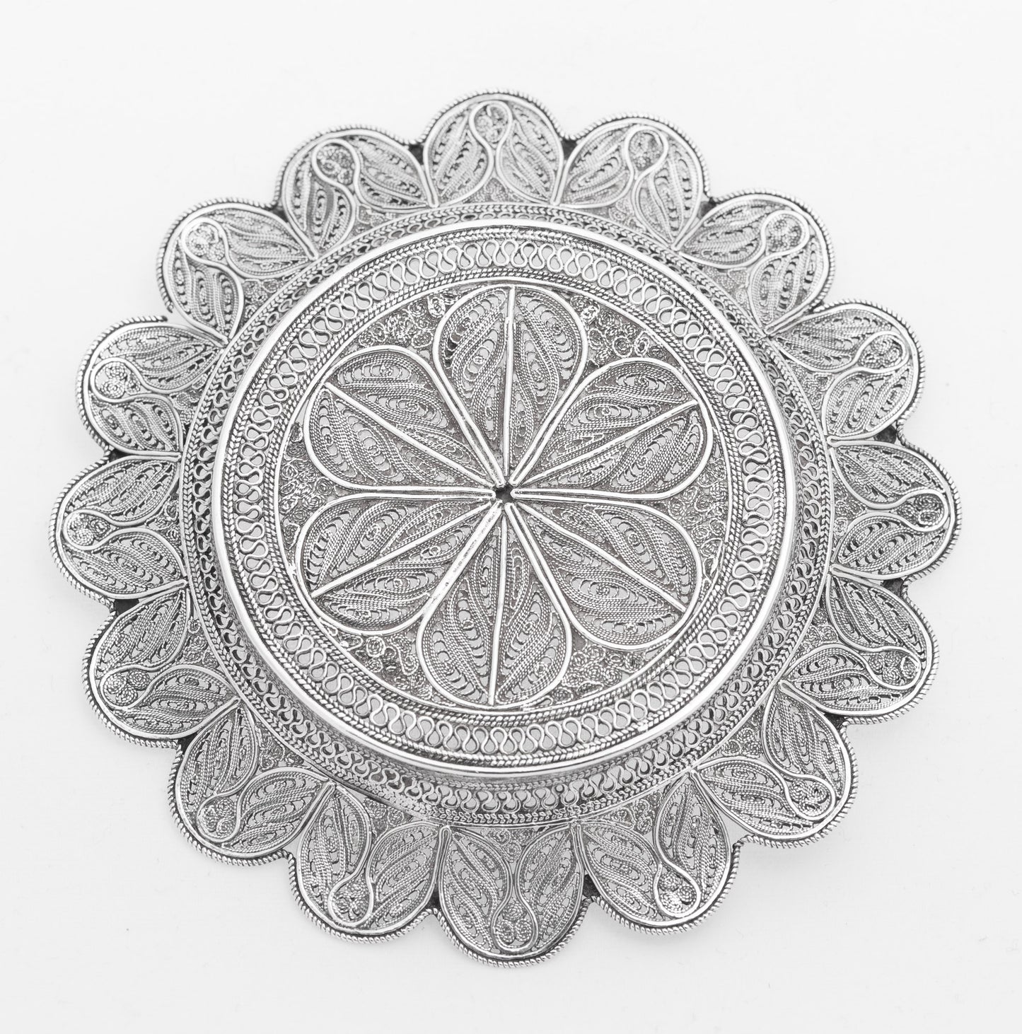 Pair Antique Fine Quality Silver Filigree Coasters/Dishes Turkish/Middle Eastern c1920 (3096)