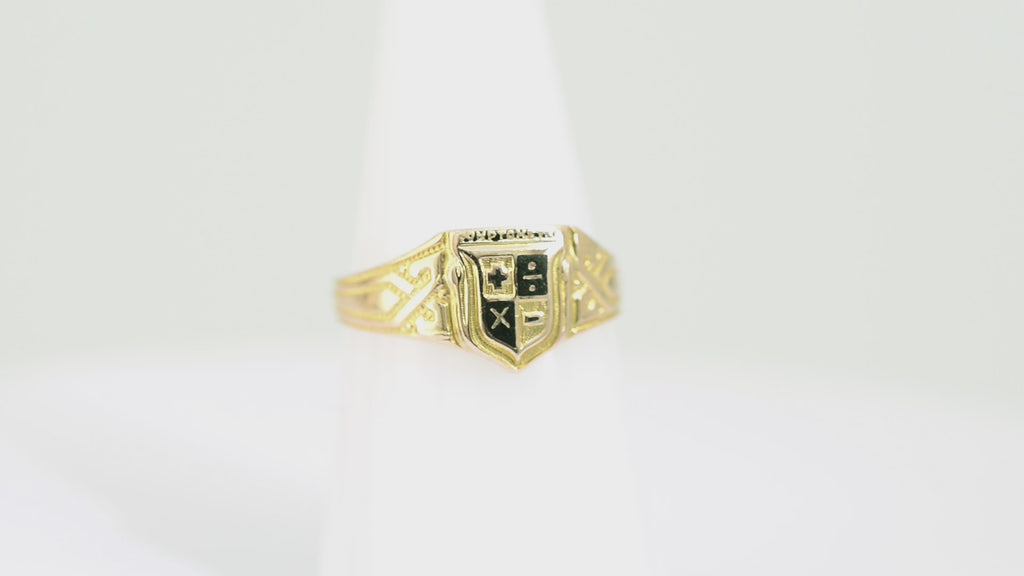 Rare Antique/Vintage Osby & Barton 10K Gold & Enamel Comptometer Maths Ring  (Code A815)