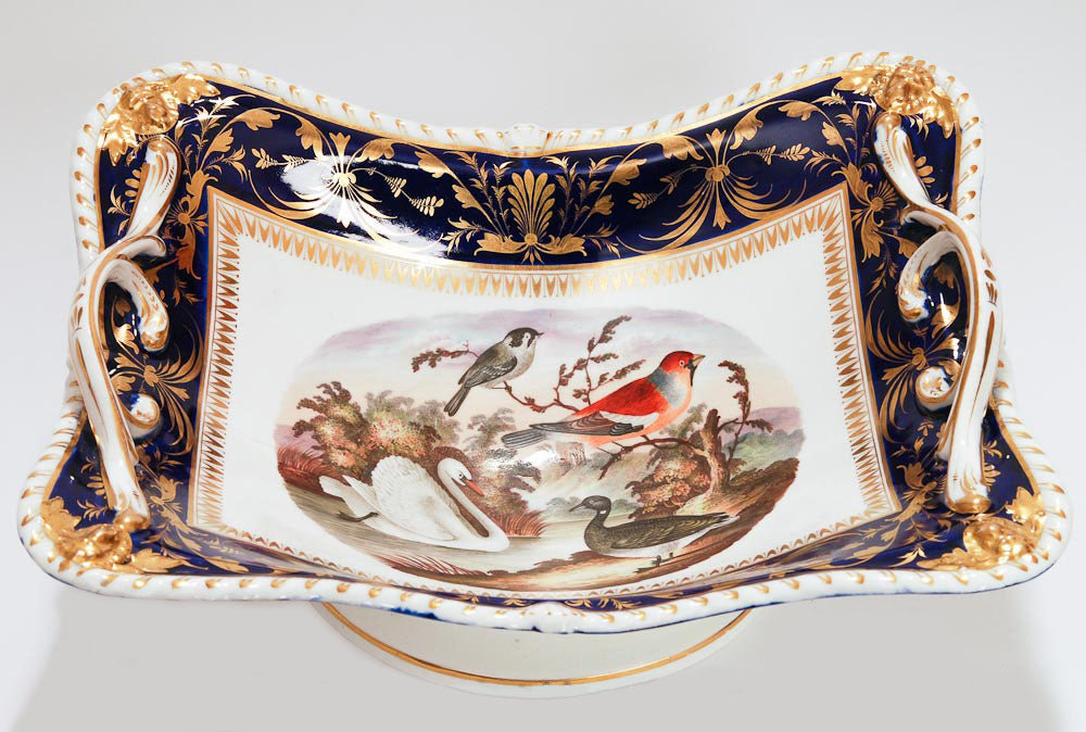 A Derby Bloor Period Hand Painted Porcelain Basket by Richard Dodson - Antique c.1820 (Code 7613) - Blue Cherry Antiques - 1