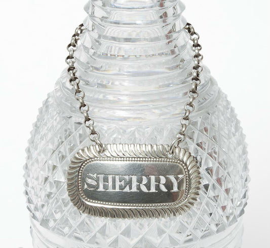 Georgian Solid Silver Decanter Label 'Sherry' Hallmarked 1817 - Antique (Code 7861) - Blue Cherry Antiques - 1