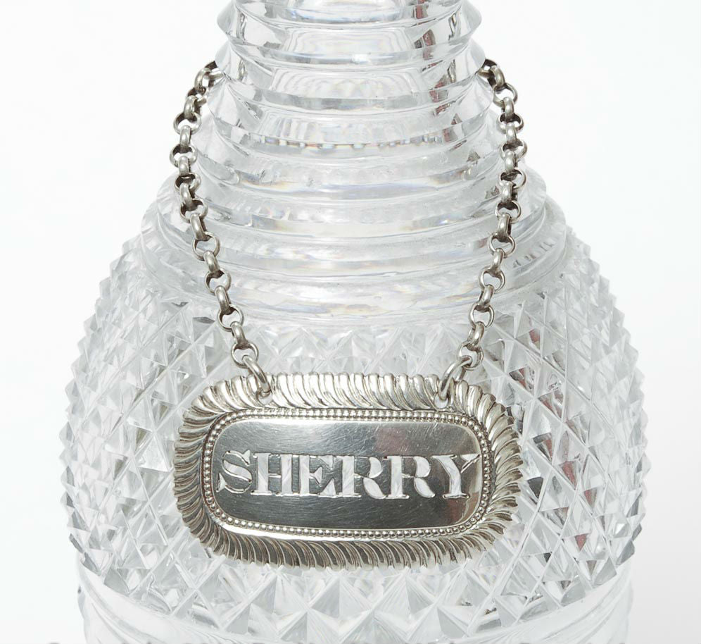 Georgian Solid Silver Decanter Label 'Sherry' Hallmarked 1817 - Antique (Code 7861) - Blue Cherry Antiques - 1