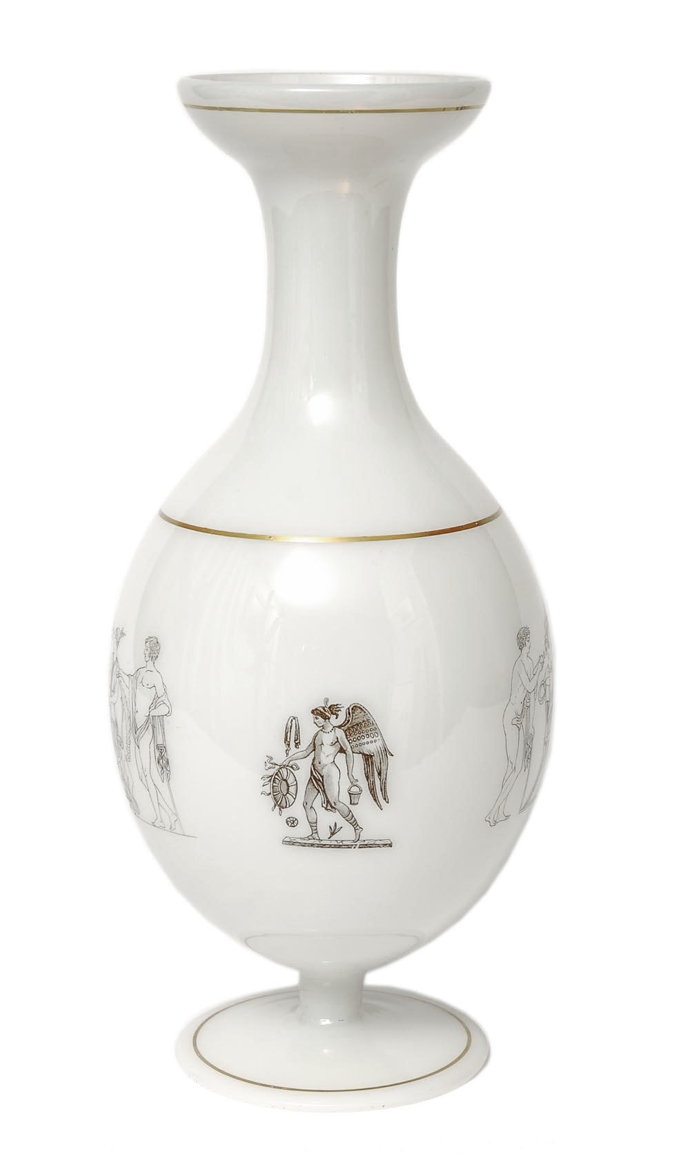 A Rare George Bacchus Vitrified Enamel Opal Glass Vase - Victorian Antique c.1850 (Code 7863) - Blue Cherry Antiques - 3