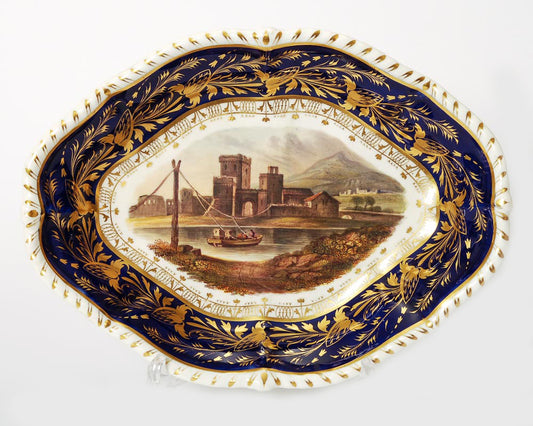 A Derby Porcelain Named View Dish with River Scene - Georgian Antique c.1815 (Code 7938) - Blue Cherry Antiques - 1
