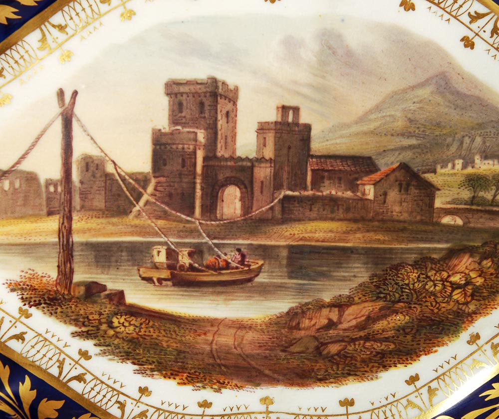 A Derby Porcelain Named View Dish with River Scene - Georgian Antique c.1815 (Code 7938) - Blue Cherry Antiques - 5