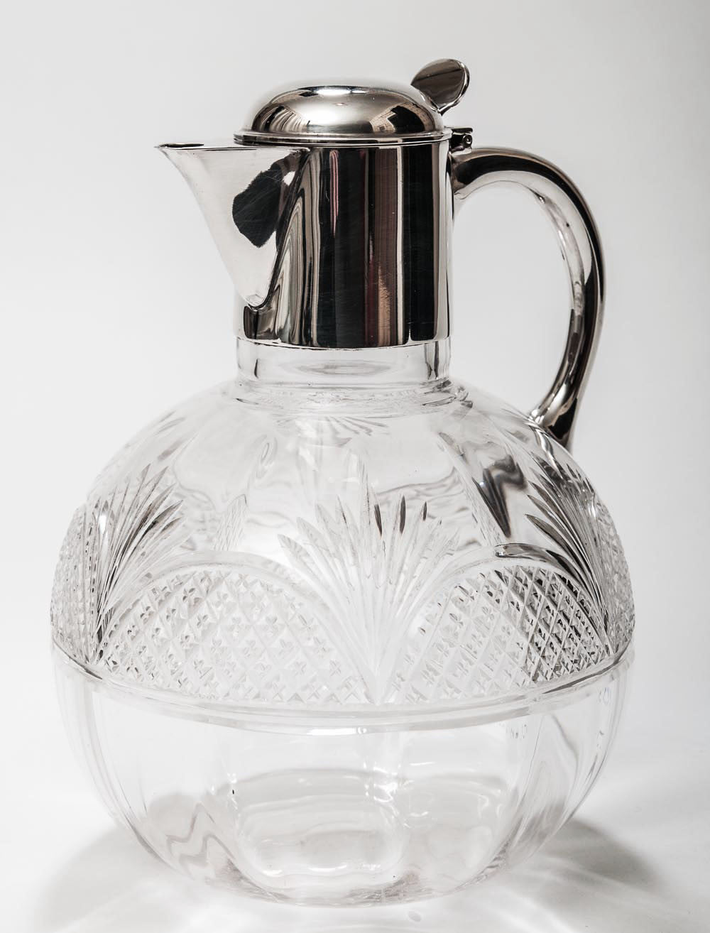 A Victorian Antique Cut Glass Claret Jug With Hallmarked London 1891 Silver Mount (Code 8006) - Blue Cherry Antiques - 1