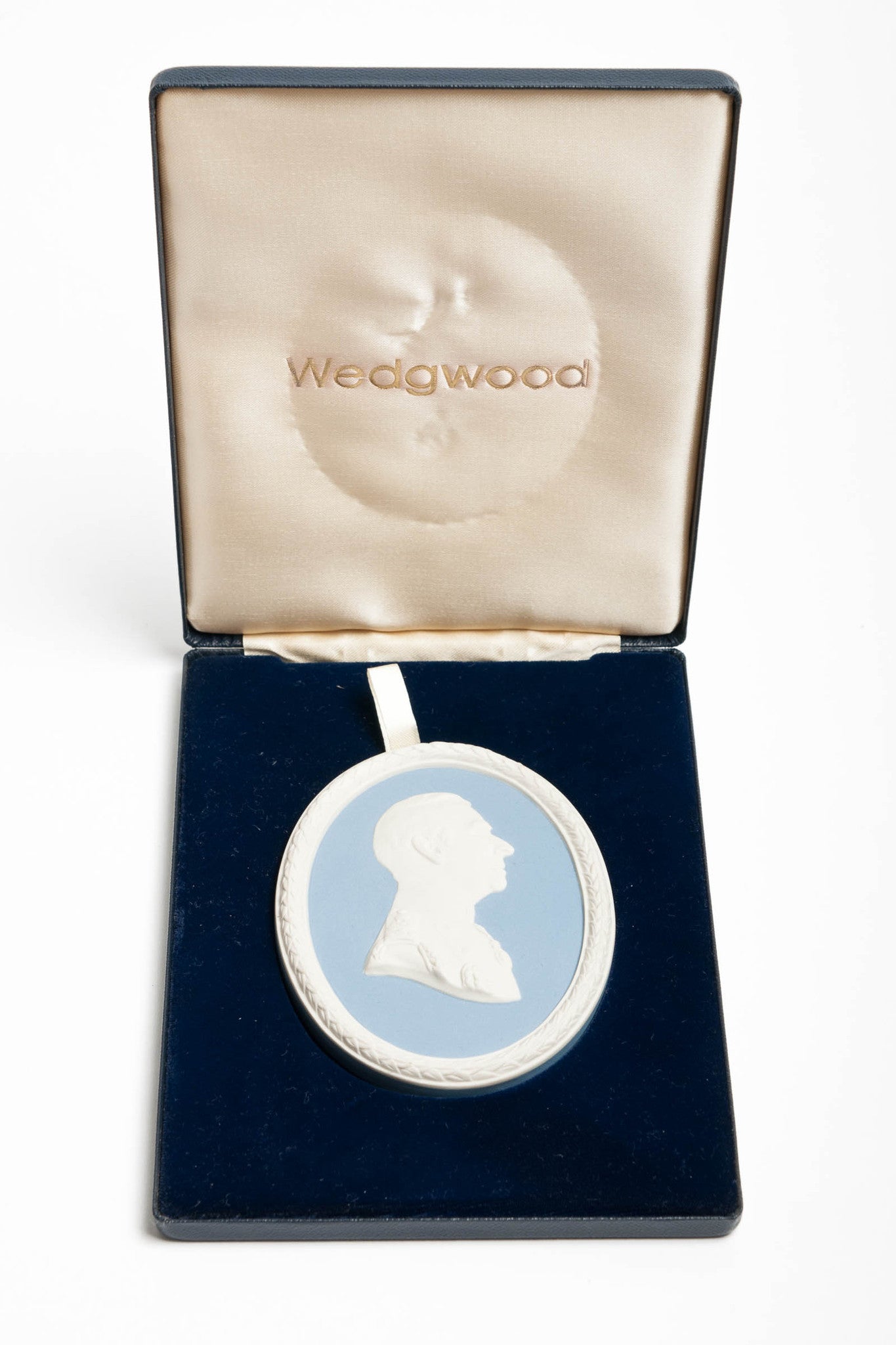 A Wedgwood Light Blue Jasper Ware Medallion Plaque - Earl Mountbatten (Code 8167) - Blue Cherry Antiques - 1