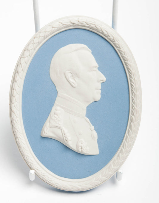 A Wedgwood Light Blue Jasper Ware Medallion Plaque - Earl Mountbatten (Code 8167) - Blue Cherry Antiques - 2
