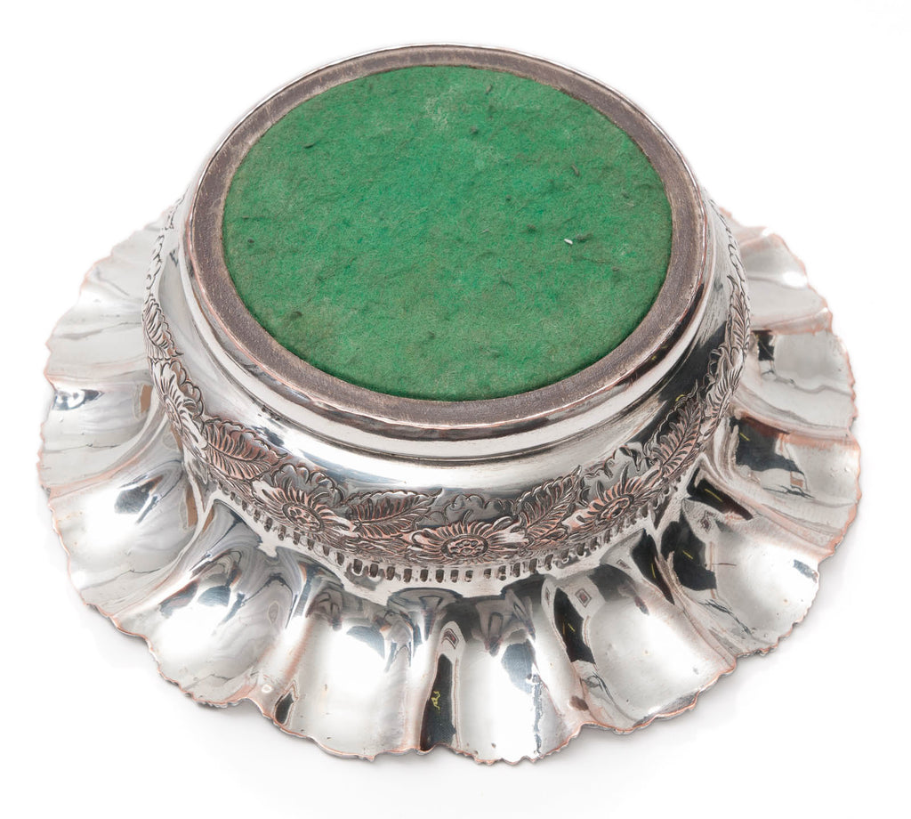 Pair Antique Silver Plated & Hard Wood Bottle/Decanter Coasters in Magnum Size