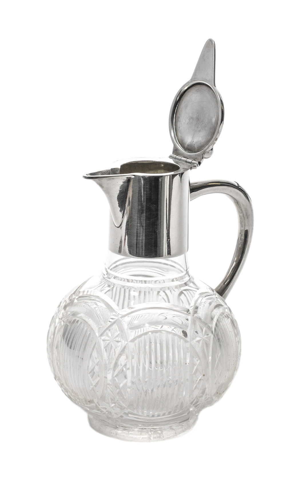 Antique German Elimeyer Dresden 800 Silver & Cut Glass Schnapps Decanter c1900 (Code 9813)