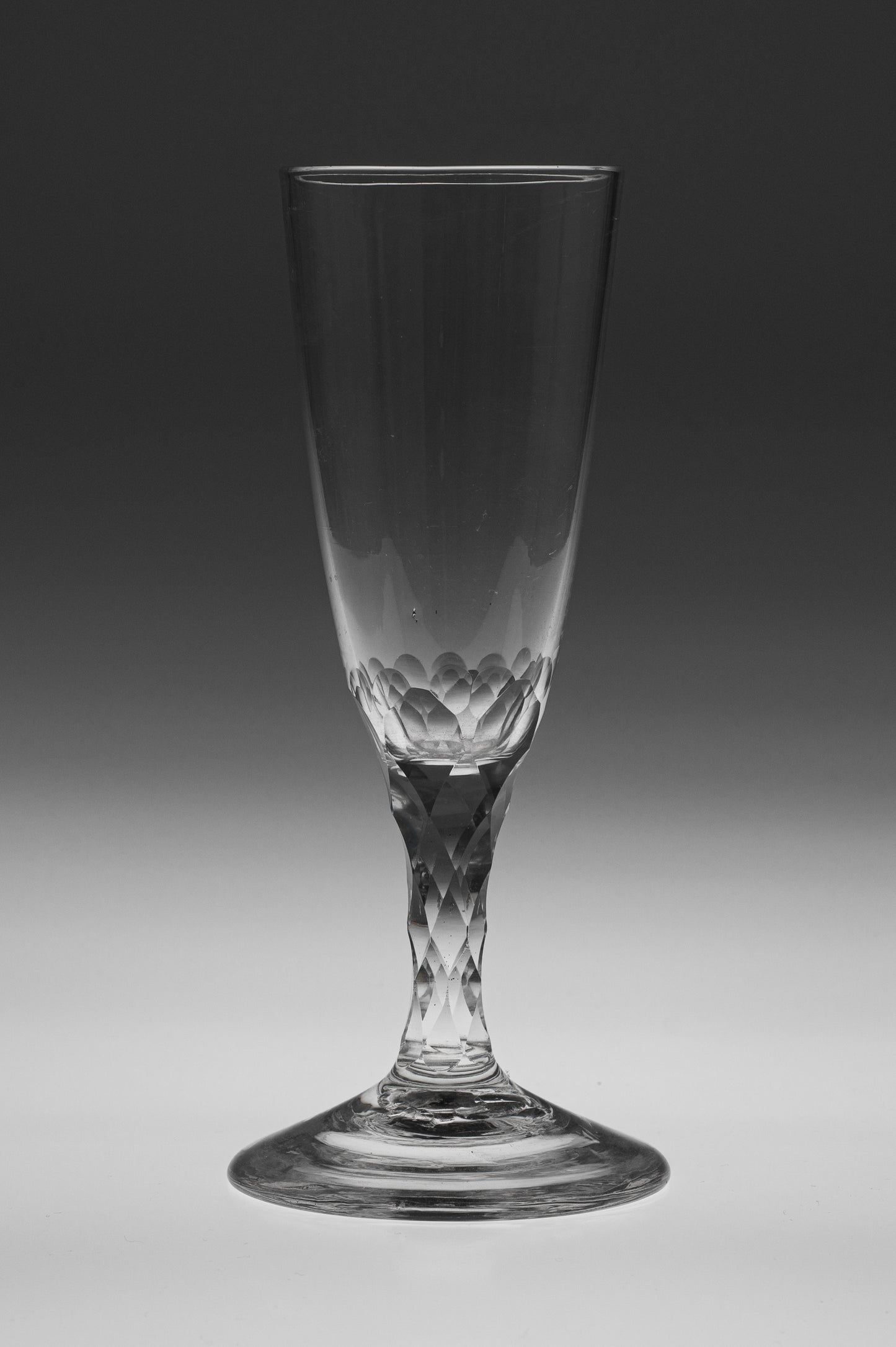 Georgian Antique English Lead Ale Glass with Facet Cut Stem c1780 (Code 9987)