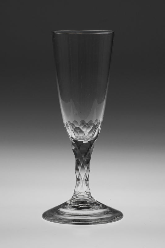 Georgian Antique English Lead Ale Glass with Facet Cut Stem c1780 (Code 9987)