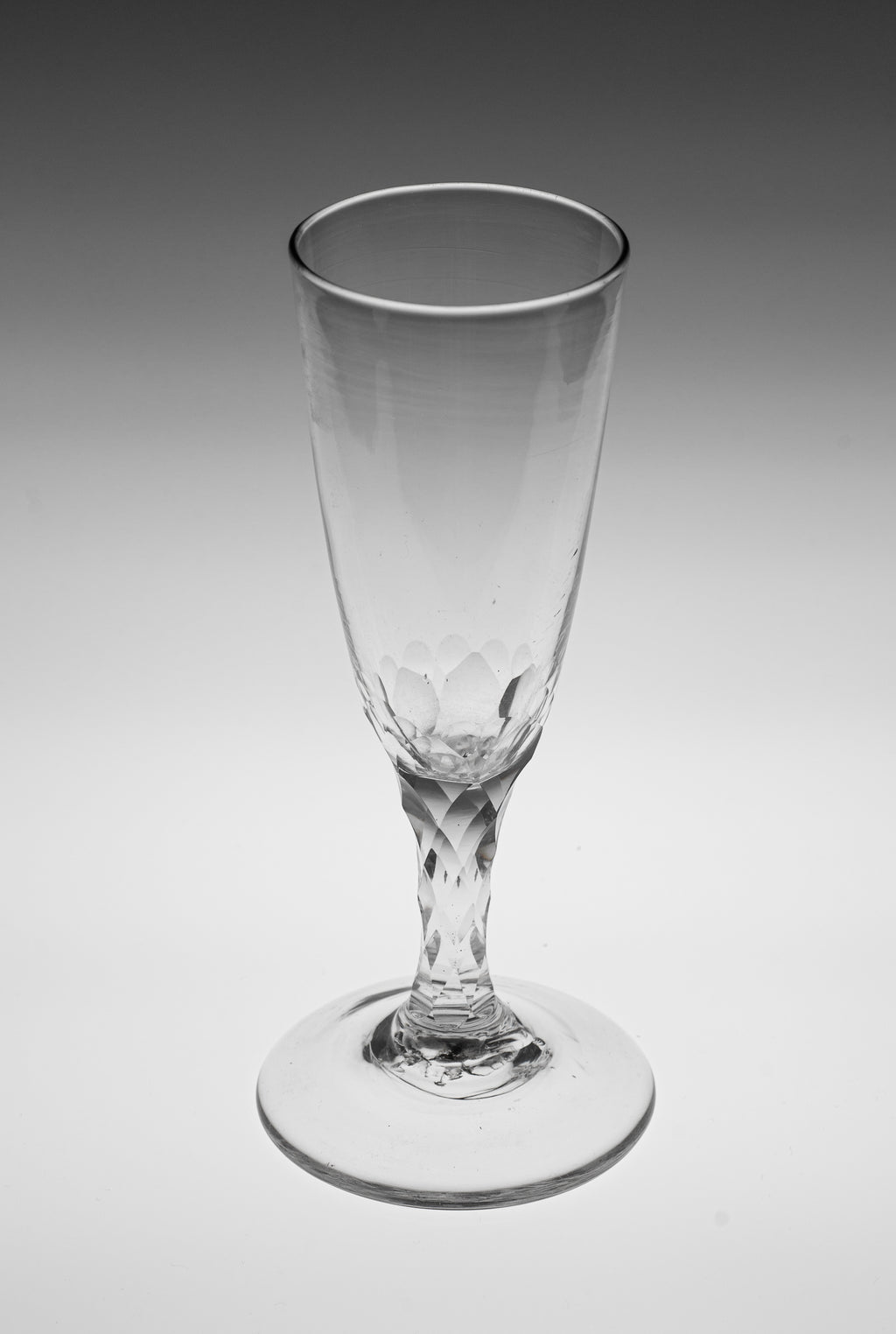 Georgian Antique English Lead Ale Glass with Facet Cut Stem c1780 (Code 9987)