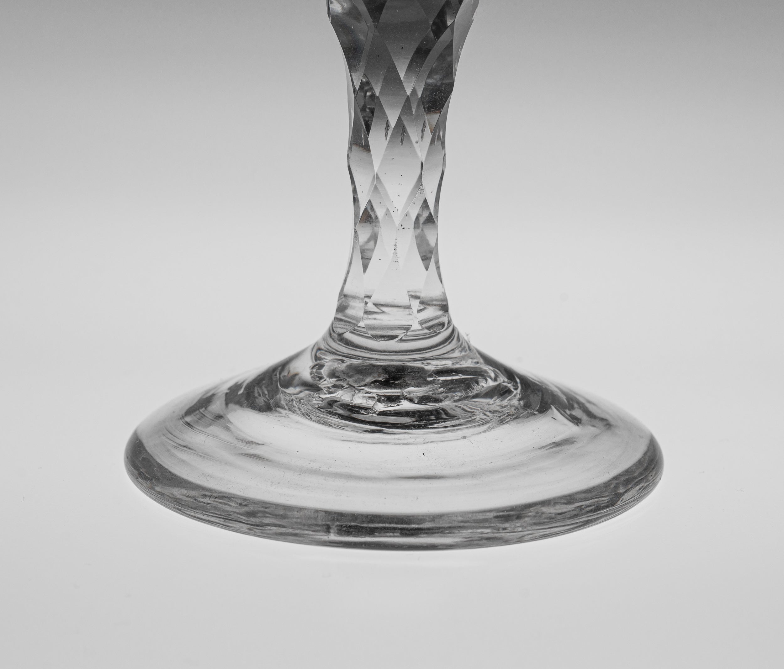 Georgian Antique English Lead Ale Glass with Facet Cut Stem c1780 (Code 9987)