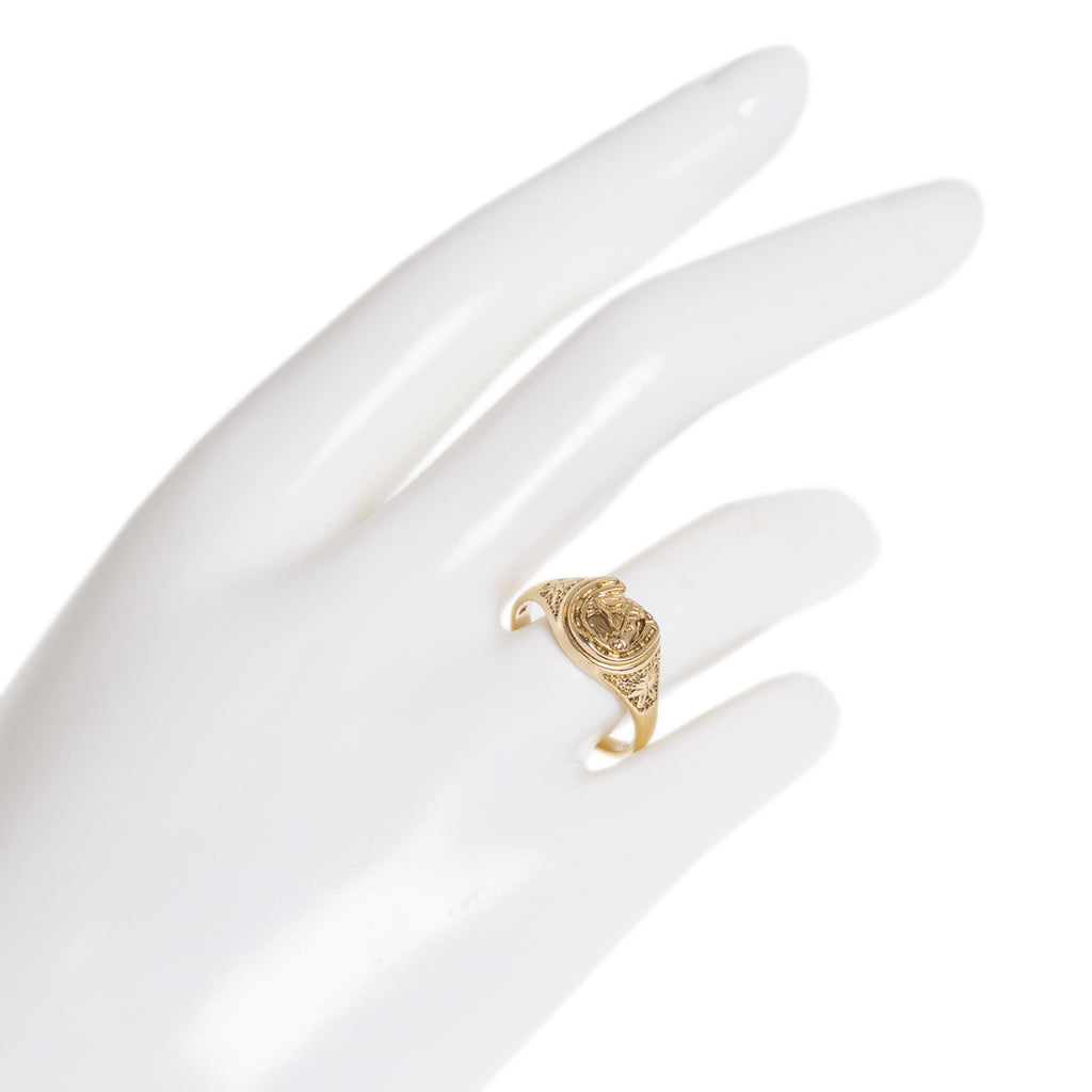 9ct Solid Gold Horses Head In Horseshoe Shaped Ladies Ring UK Size P1/2  (Code A1008)