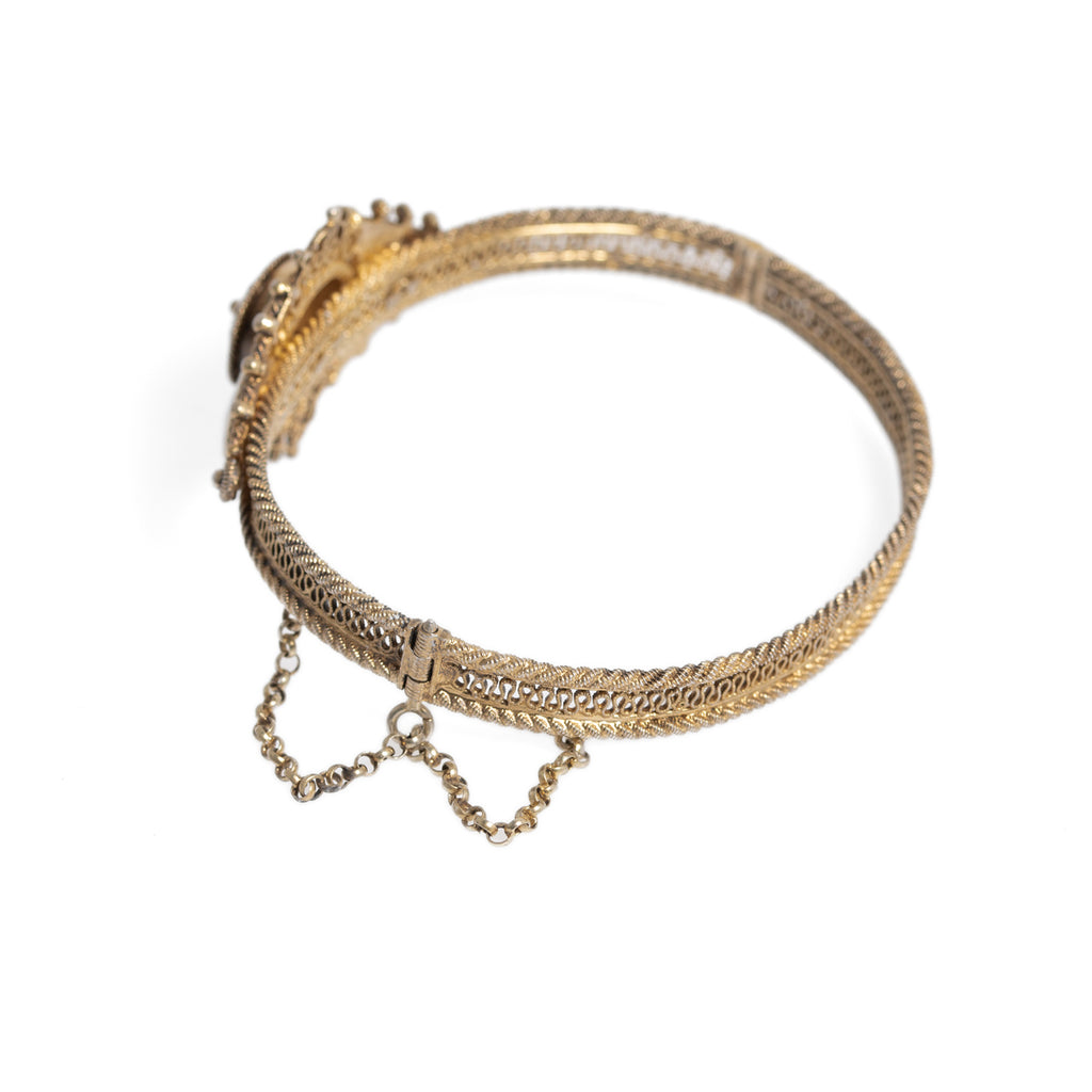 Antique Norwegian Art Deco Silver Gilt Filigree & Enamel Bracelet c1920 (Code A1017)