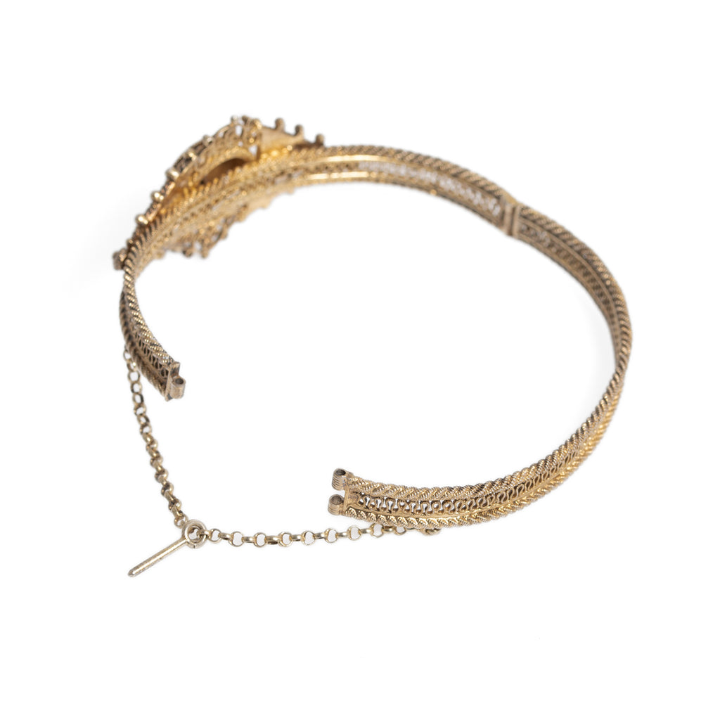 Antique Norwegian Art Deco Silver Gilt Filigree & Enamel Bracelet c1920 (Code A1017)