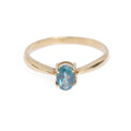 Vintage 9ct Gold Blue Topaz Solitaire Ring - Oval Facet Cut - Four Prong Hand Made Mount 