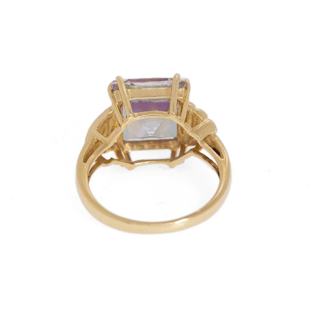 9ct Gold Fantasy Cut Mystic Topaz Ring Birmingham Hallmark 2006 UK Size N1/2 (Code A1030)