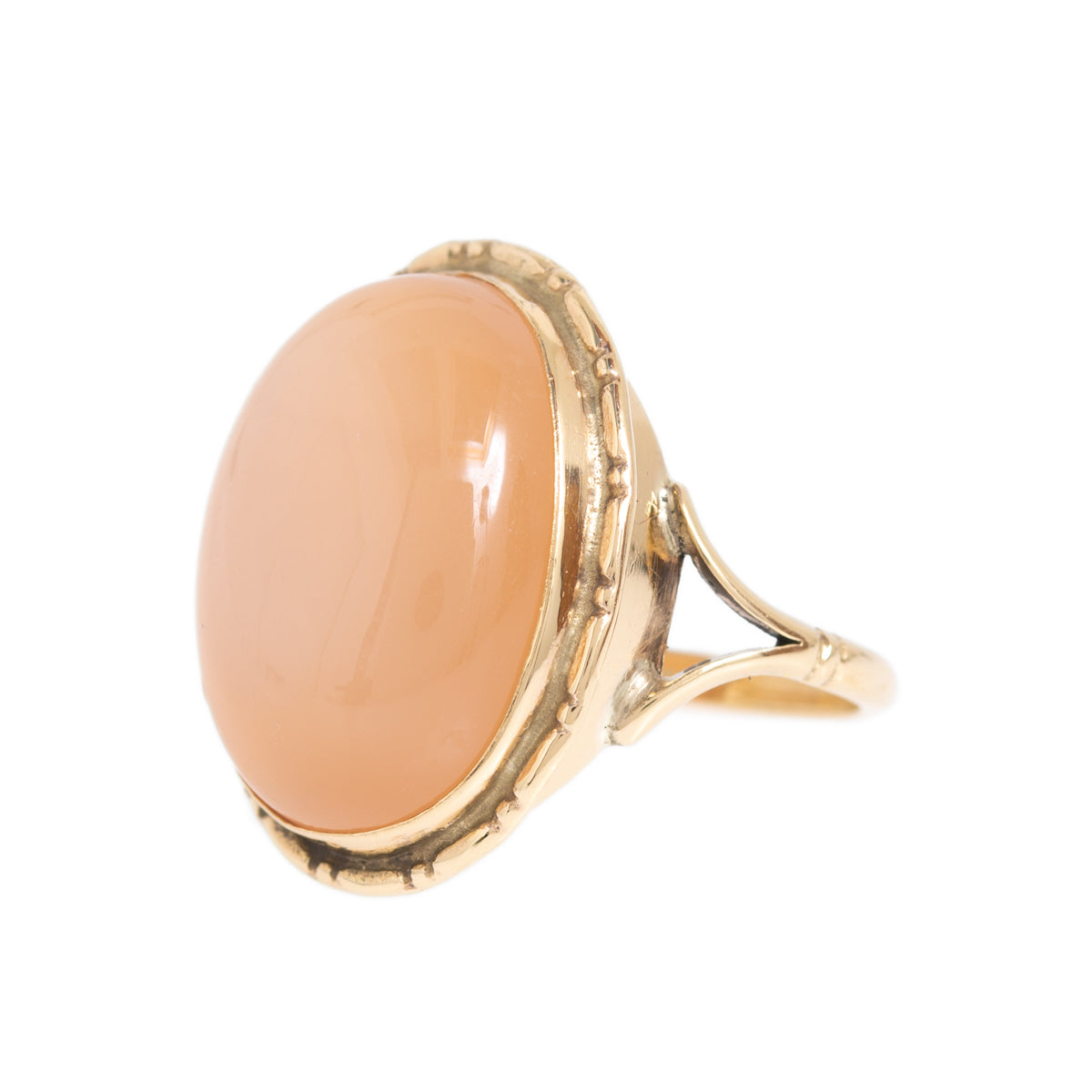 Antique/Vintage 9ct Gold Ring With Fabulous Natural Rose Moonstone Cabochon (A1145)