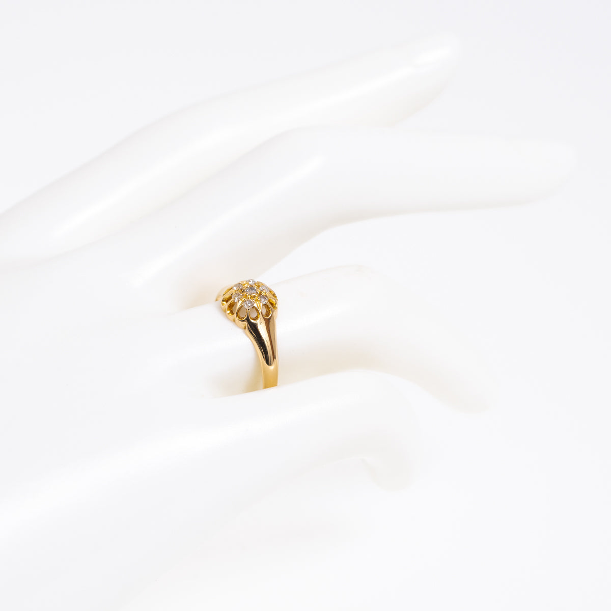 Antique 18ct Gold & Diamond Daisy Cluster Ring Birmingham Hallmark 1918 UK Size O  (A1147)