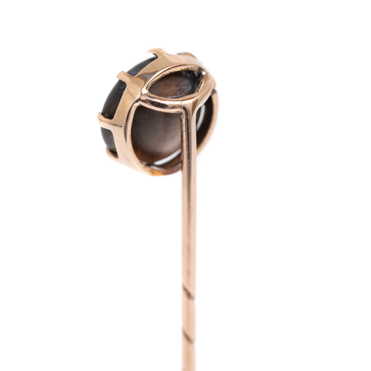 Antique Victorian 9ct Gold & Cat's Eye Abalone Shell Cabochon Stick Pin (A1156)
