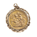 Antique Edwardian 22ct Gold Full Sovereign In Vintage 9ct Gold Pendant Mount (A1160)