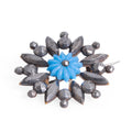 Antique Victorian Cut Steel Stud & Glass Gem Brooch English/French c.1850 (A1167)