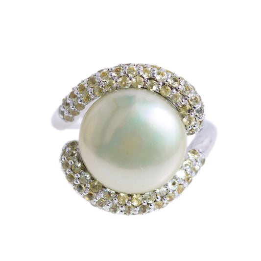 Honora Large Mabe Pearl Statement Ring Cross Over Design In Sterling Silver  (A1170)