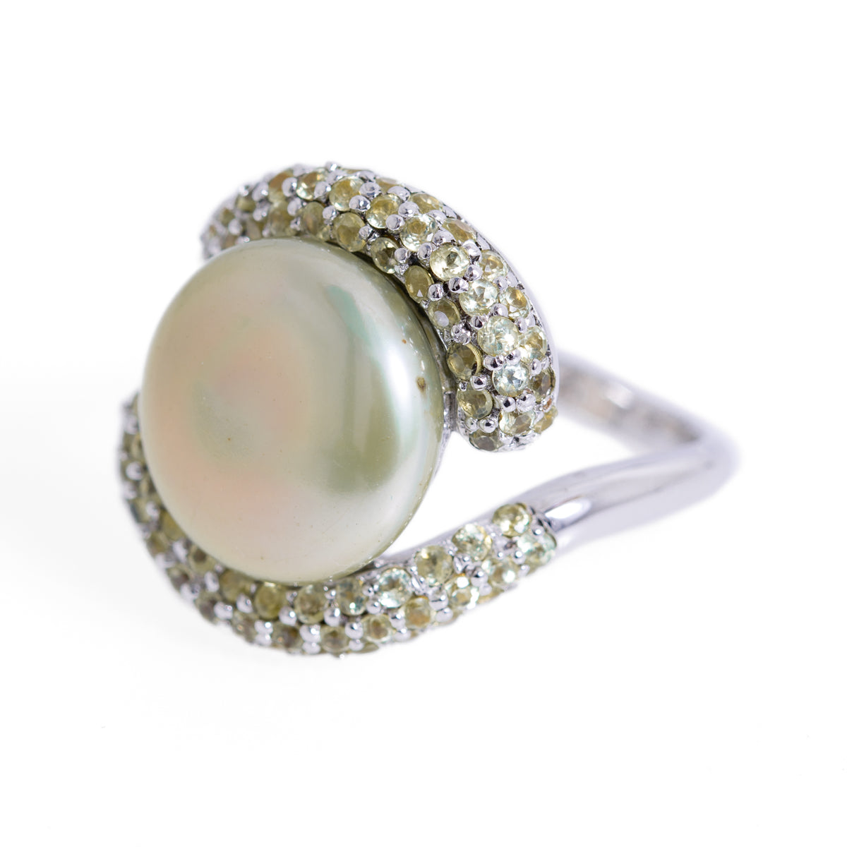 Honora Large Mabe Pearl Statement Ring Cross Over Design In Sterling Silver  (A1170)