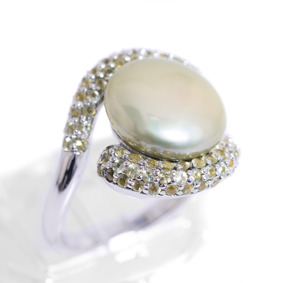 Honora Large Mabe Pearl Statement Ring Cross Over Design In Sterling Silver  (A1170)