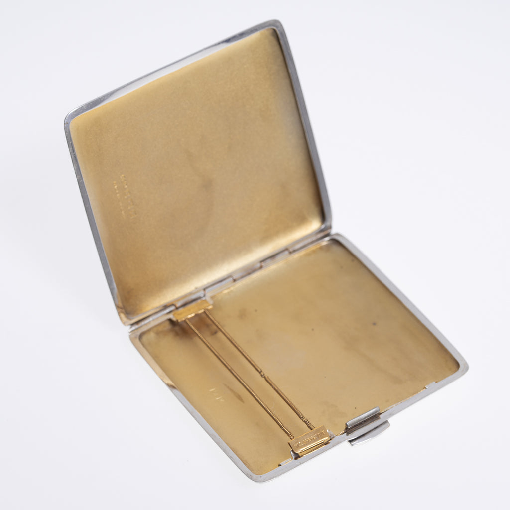 Vintage Sterling Silver Engine Turned & Floral Engraved Ladies Cigarette Case
