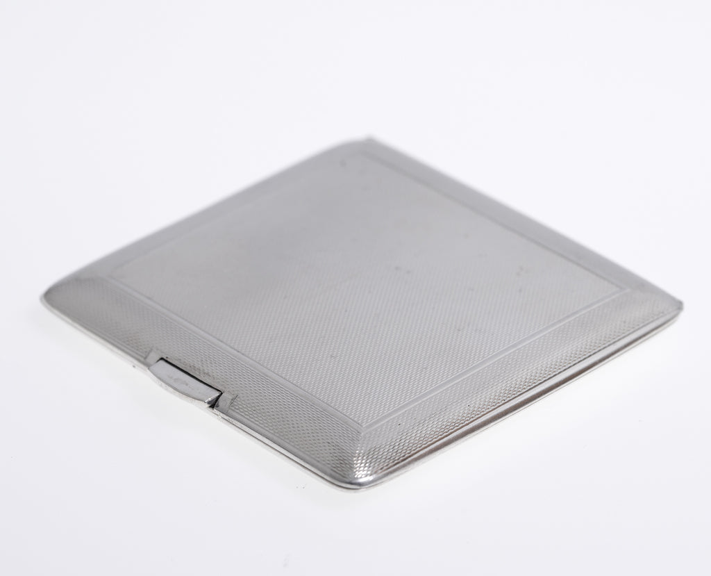 Vintage Sterling Silver Engine Turned & Floral Engraved Ladies Cigarette Case