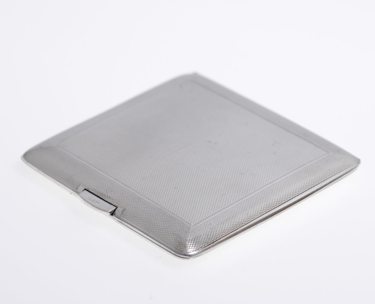 Vintage Sterling Silver Engine Turned & Floral Engraved Ladies Cigarette Case