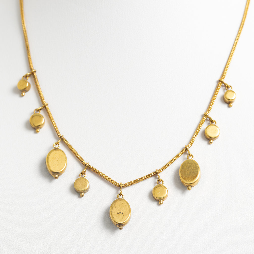 Antique Fabbrica Angelo Pessar Italian Micro Mosaic Etruscan Necklace c.1900  (A1200)