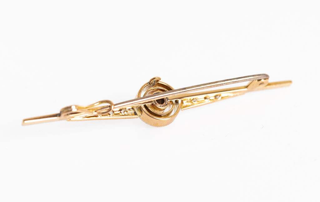 Antique Art Deco 14ct Gold, Platinum Sapphire & Diamond Bar Brooch/Pin c.1920 (A1226)